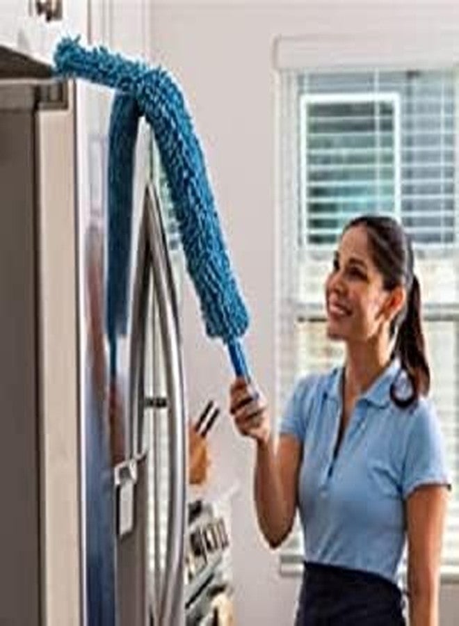 TECH LOGO ELECTRONICS منفضة غبار من الألياف الدقيقة مع عصا تمديد من الفولاذ المقاوم للصدأ بطول 100 بوصة، برأس قابل للانحناء، منفضة قابلة للتمديد لتنظيف مراوح السقف العالية، والأسقف الداخلية، وغبار الفجوات (ممسحة المروحة). - Image 4